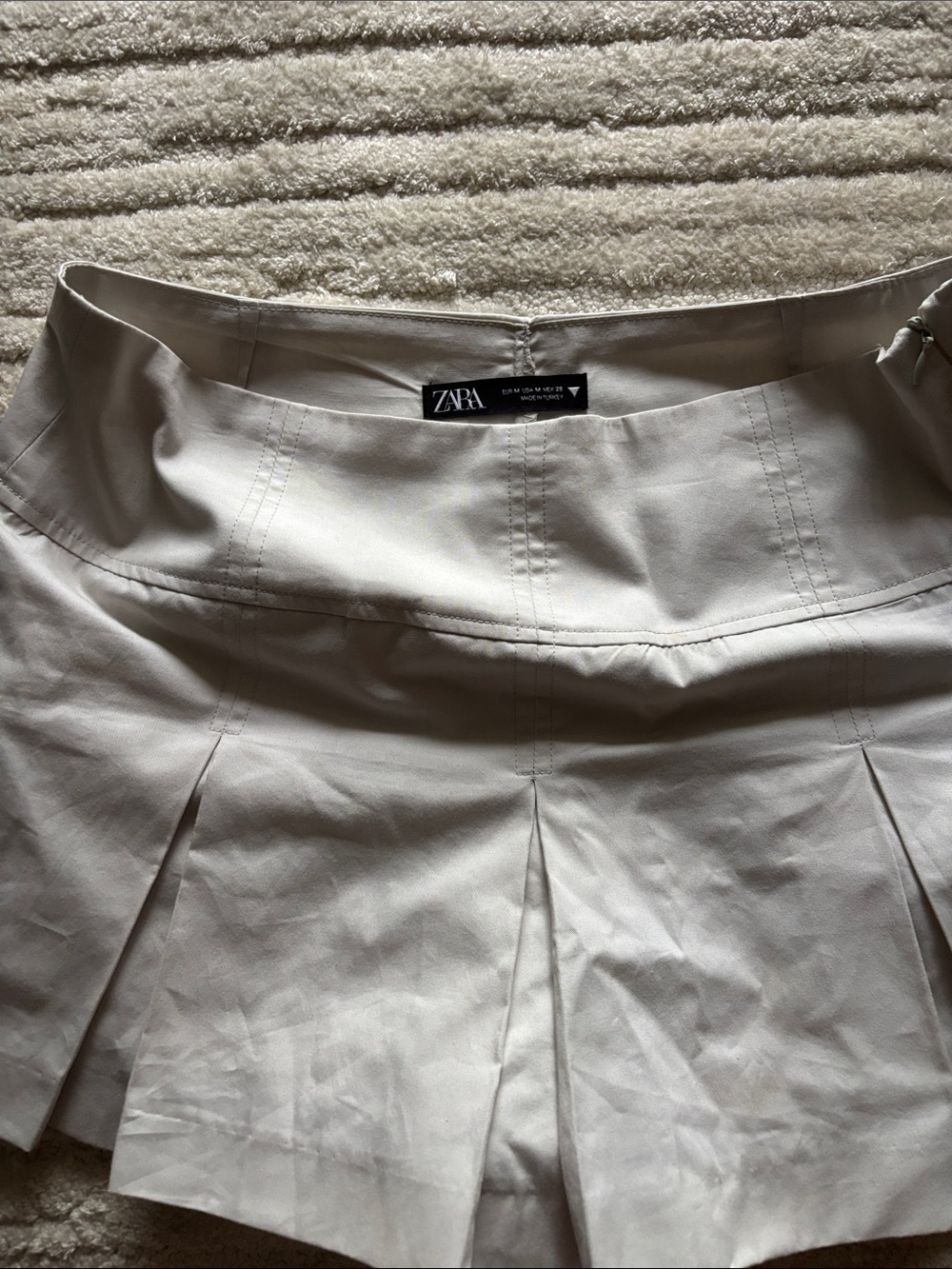 ZARA Cream Pleated Mini Skort